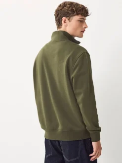 Marineblauw/kakigroen - 2 Pack Zware Jersey Sweatshirts met Hoog Katoengehalte en Kwartrits bij de Hals