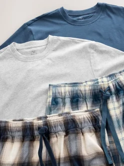 Marineblauw/kiezelkleur - Motionflex behaaglijke pyjamaset verpakking van 2