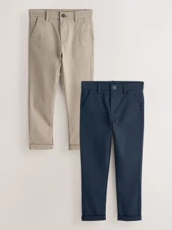 Marineblauw/kiezelkleurig - Stretch skinny chino's verpakking van 2 (3-17jr)