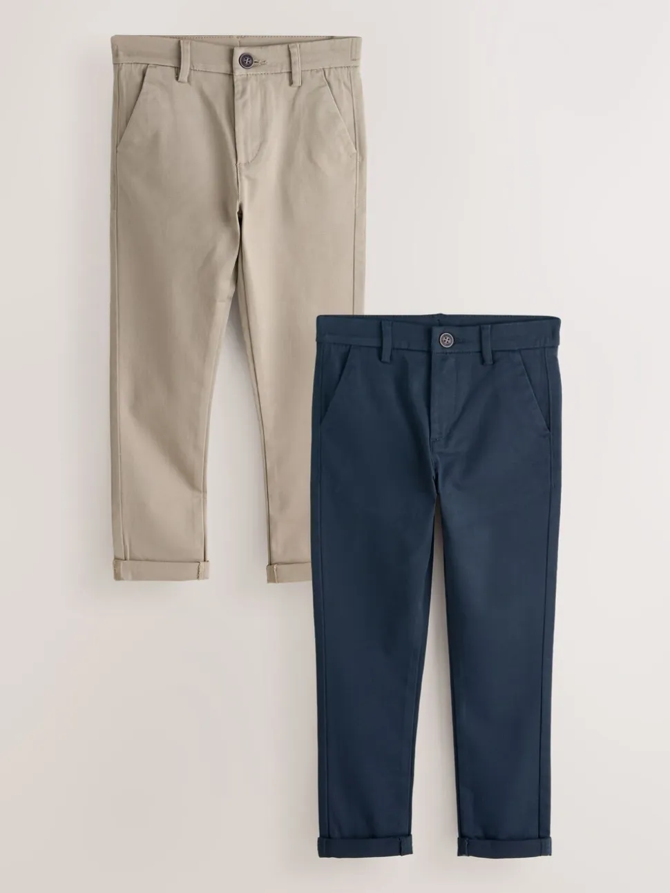 Marineblauw/kiezelkleurig - Stretch skinny chino's verpakking van 2 (3-17jr)