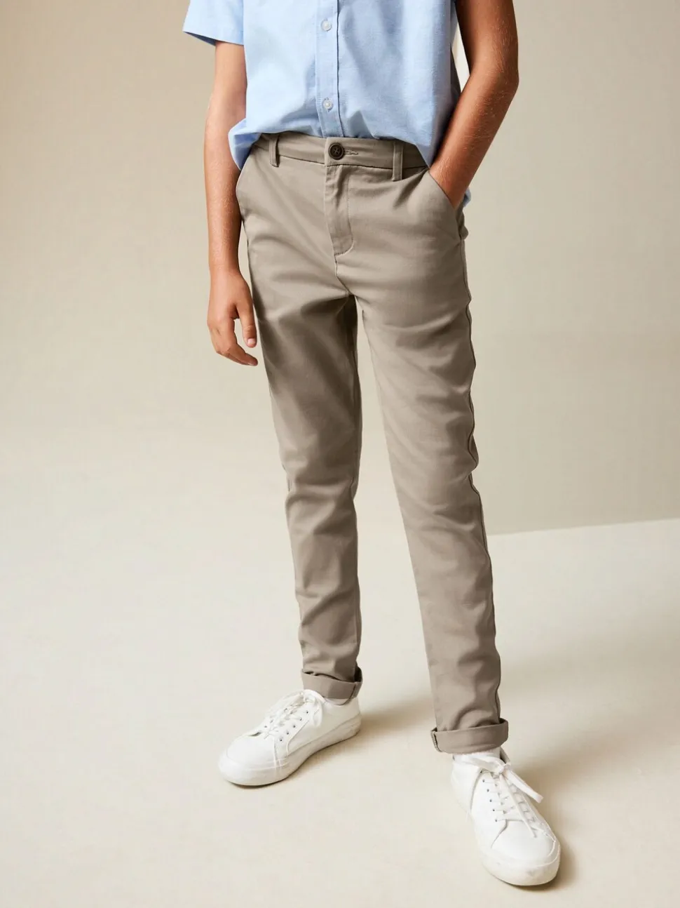 Marineblauw/kiezelkleurig - Stretch skinny chino's verpakking van 2 (3-17jr)