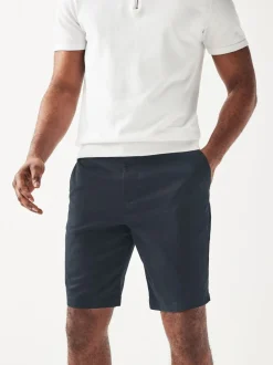 Marineblauw/kiezelkleurig - Slim Fit - Set van 2 chinoshorts met stretch