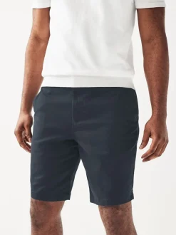 Marineblauw/kiezelkleurig - Slim Fit - Set van 2 chinoshorts met stretch