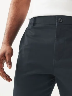 Marineblauw/kiezelkleurig - Slim Fit - Set van 2 chinoshorts met stretch
