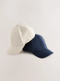 Marineblauw/kiezelkleurig - Baseballpetten van 100% katoen, verpakking van 2 (1-16jr)