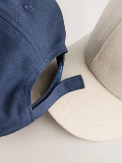 Marineblauw/kiezelkleurig - Baseballpetten van 100% katoen, verpakking van 2 (1-16jr)