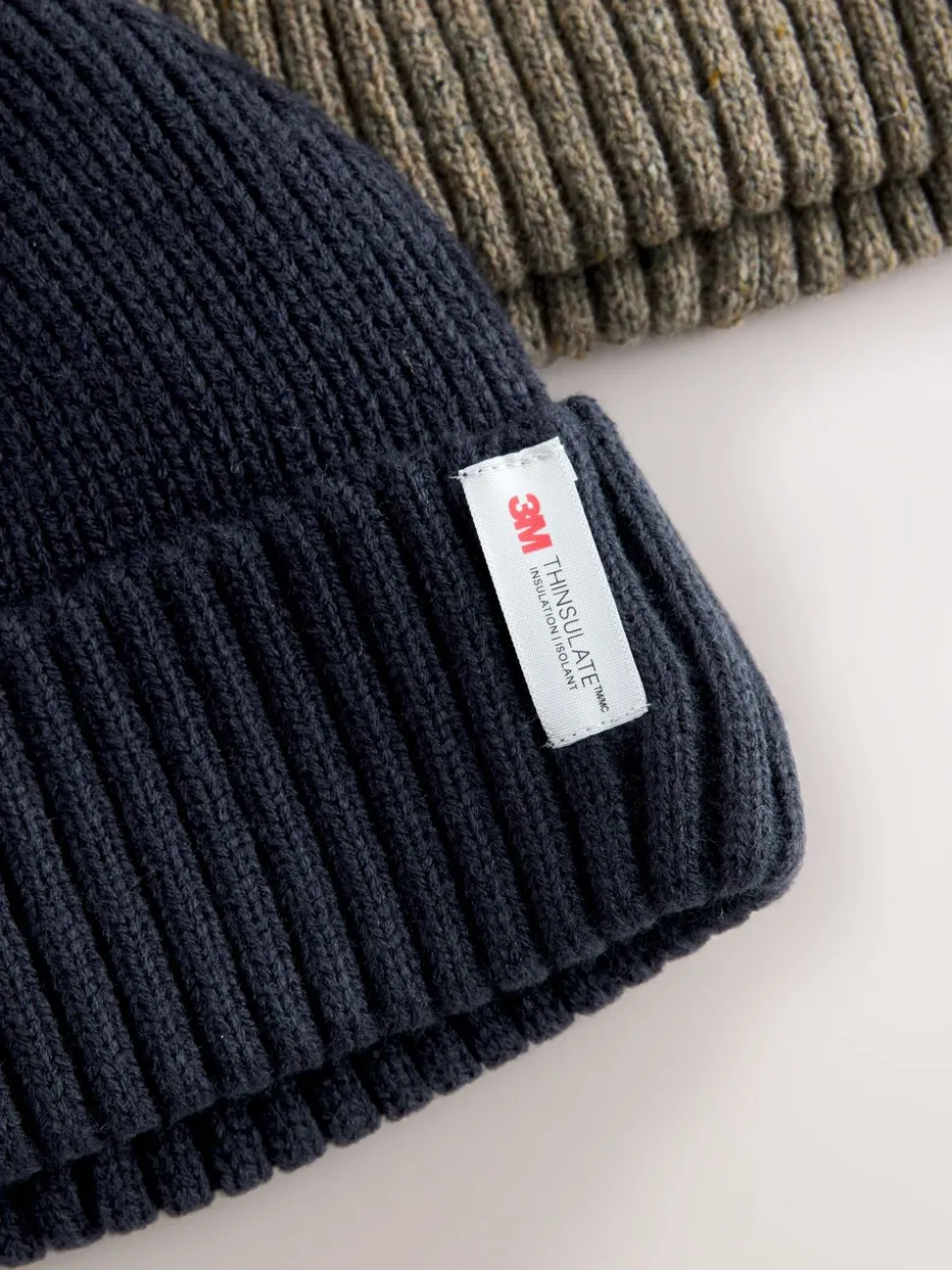 Marineblauw/neutraal bruin - Thinsulate beanie-mutsen 2 stuks