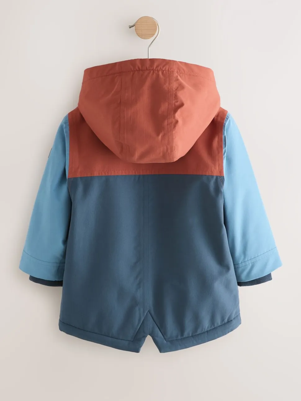 Marineblauw/rood met kleurvlakken - Waterdichte parka met borgvoering (3mnd -7jr)