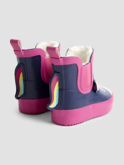 Marineblauw/roze eenhoorn - JoJo Maman Bébé Print Cosy Short Wellies