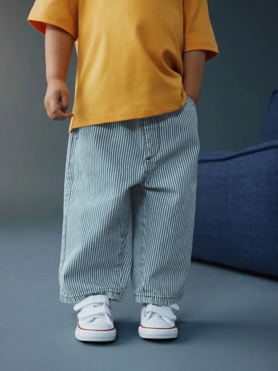 Marineblauw/wit - Jeans met wijde pijpen (3 mnd-7 jr)