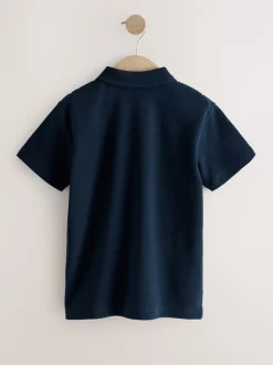 Marineblauw/wit - Vertical Stripe Short Sleeve Jersey Shirt (3-16yrs)
