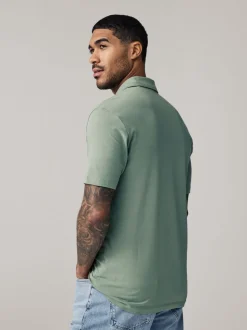 Marineblauw/zwart/grijs/wit/saliegroen - Slim Fit - Set van 5 jersey poloshirts met korte mouwen