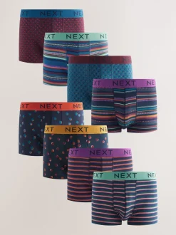 Marine/Bordeauxrode Strepen - Verpakking van 8 - 5 Hipsterboxershorts