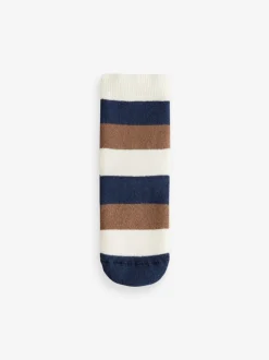 Marine/ecru beer - Set van 5 Cosy Terry sokken met hoog katoengehalte