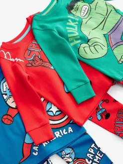 Marvel Rood/groen/blauw - Verpakking van 3 knusse pyjama's (9 mnd-8 jr)