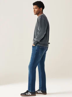 Mediumblauw - Enkele - Slim fit klassieke stretchy jeans