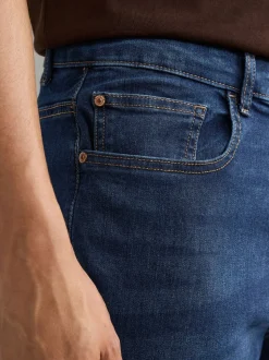 Mediumblauw - Klassieke stretchjeans met standaard taps toelopende pasvorm