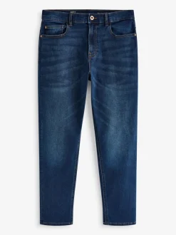 Mediumblauw - Klassieke stretchjeans met standaard taps toelopende pasvorm