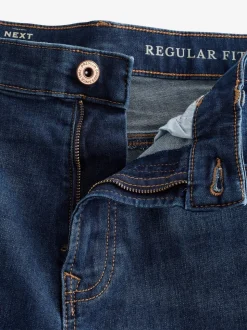 Mediumblauw - Klassieke stretchjeans met standaard taps toelopende pasvorm