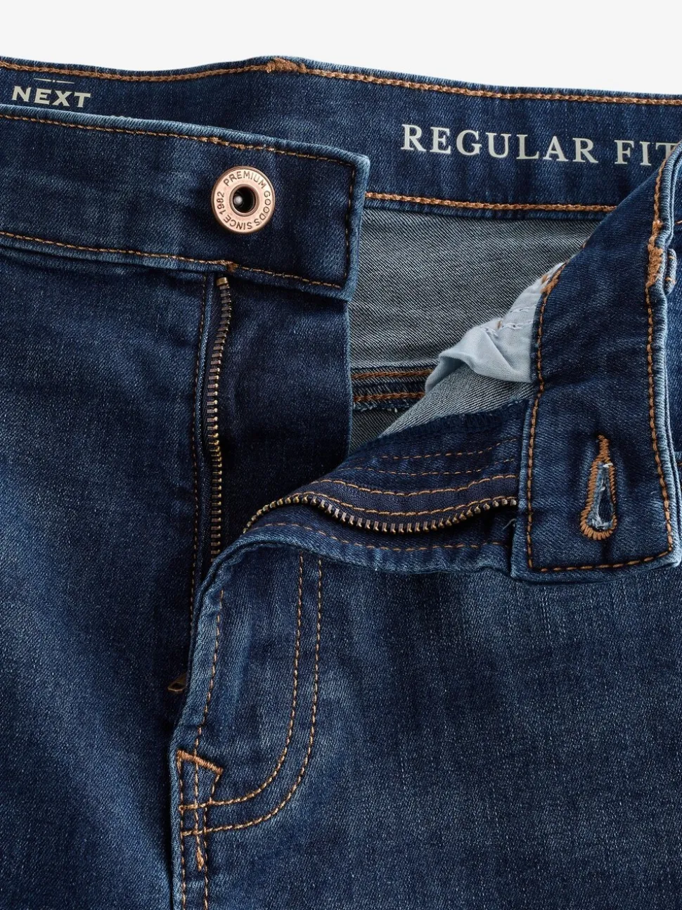 Mediumblauw - Klassieke stretchjeans met standaard taps toelopende pasvorm