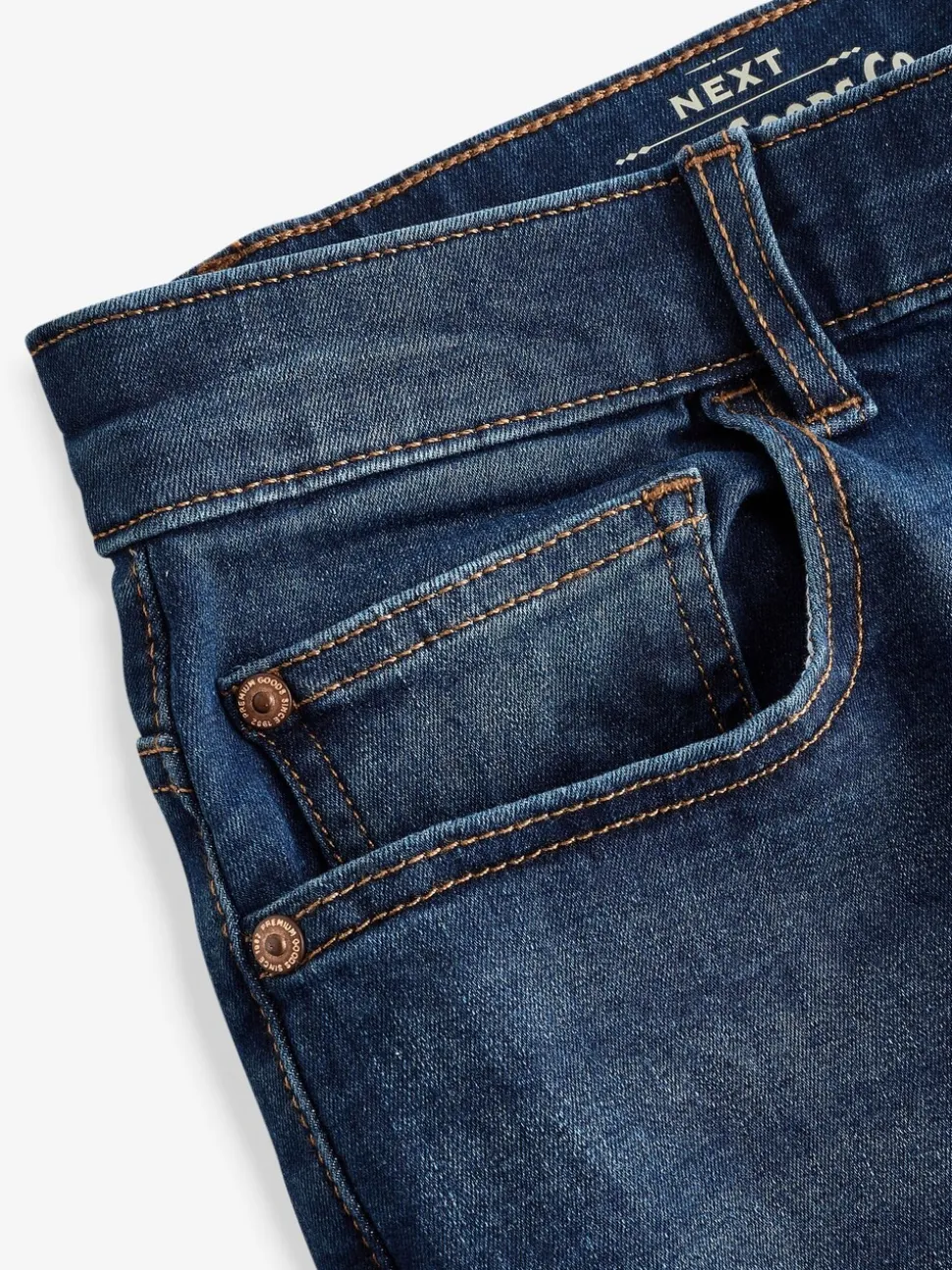 Mediumblauw - Klassieke stretchjeans met standaard taps toelopende pasvorm