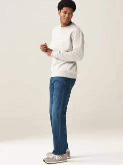 Mediumblauw - Rechte, klassieke jeans met stretch