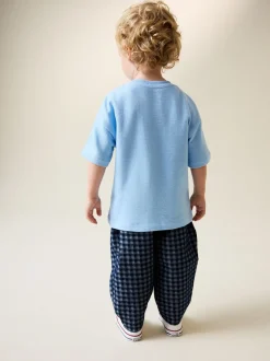 Mediumblauw geruit - Barrel jeans (3mnd -7jr)