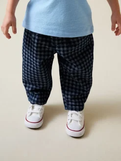 Mediumblauw geruit - Barrel jeans (3mnd -7jr)
