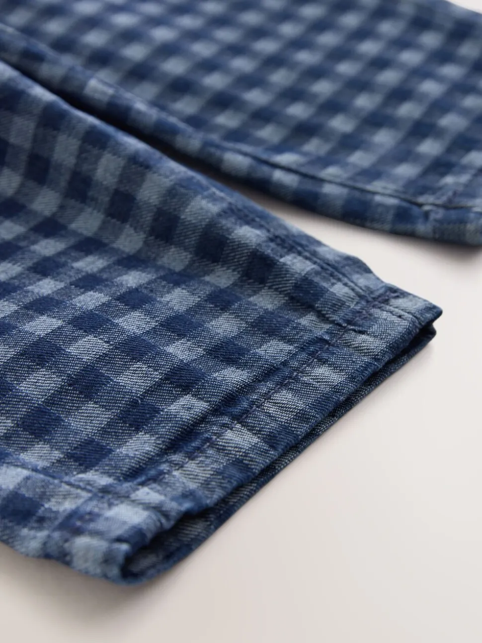 Mediumblauw geruit - Barrel jeans (3mnd -7jr)