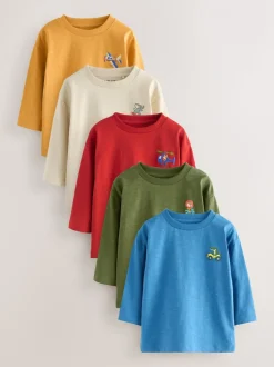 Meerdere dieren op transport - Set van 5 T-shirts met lange mouwen (3 mnd-7 jr)