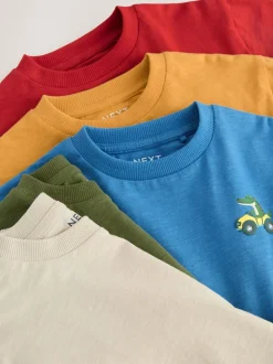 Meerdere dieren op transport - Set van 5 T-shirts met lange mouwen (3 mnd-7 jr)