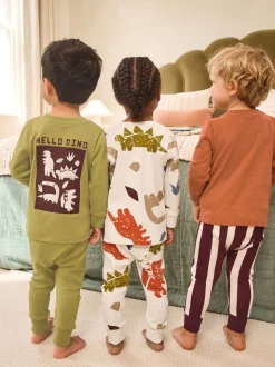 Meerdere felle kleuren met dino - Verpakking van 3 knusse pyjama's (9 mnd-10 jr)