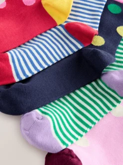 Meerdere kleuren - Katoenrijke enkelsokken met Strepen en stippen 5 paar