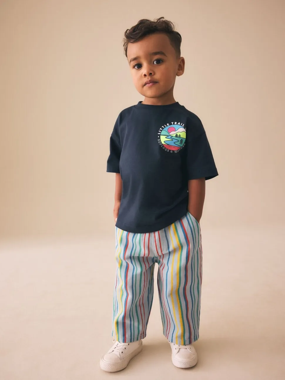Meerdere strepen - Wijde broek met elastische taille (3mnd-7jr)