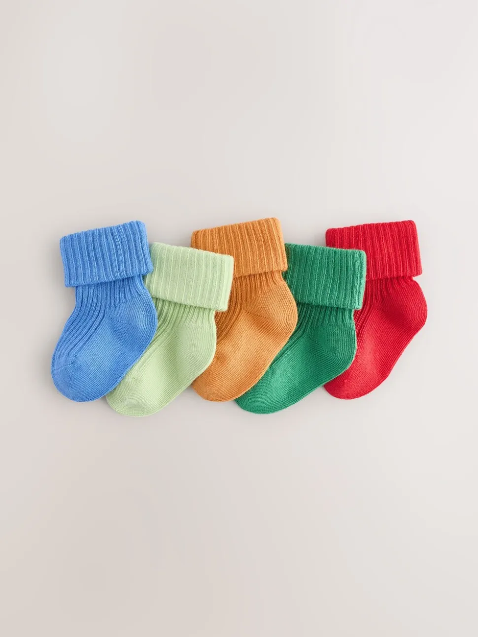 Meerkleurig - Set van 5 paar babysokken met omgerolde rand (0 mnd-2 jr)