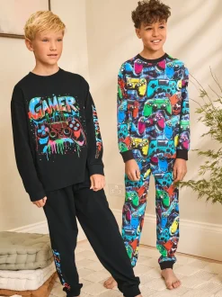 Meerkleurig gamer - Verpakking van 2 pyjama's met lange mouwen (3-16 jr)