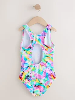 Meerkleurig met abstracte print - Sports Open Back Swimsuit (3-16yrs)