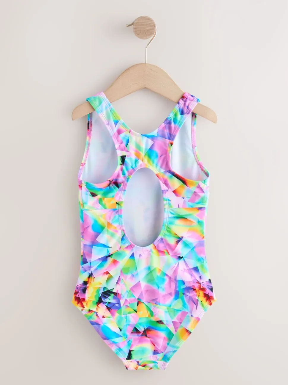 Meerkleurig met abstracte print - Sports Open Back Swimsuit (3-16yrs)