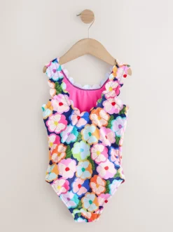 Meerkleurig met bloemen - Scallop Edge Swimsuit (3-16yrs)