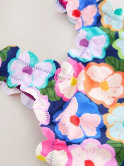 Meerkleurig met bloemen - Scallop Edge Swimsuit (3-16yrs)