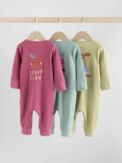 Meerkleurig met bloemenprint - Verpakking van 3 babyslaappakjes met tweewegrits (0 mnd - 3 jr)
