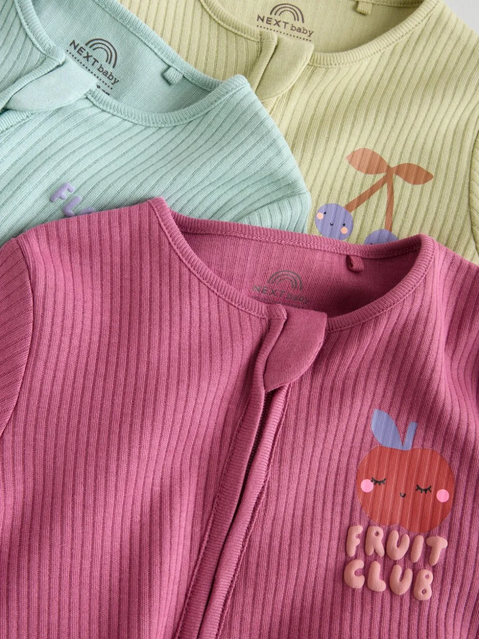 Meerkleurig met bloemenprint - Verpakking van 3 babyslaappakjes met tweewegrits (0 mnd - 3 jr)