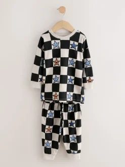 Meerkleurig ster- en dambordmotief - Verpakking van 3 oversized pyjama's 3 (9mnd -10jr)