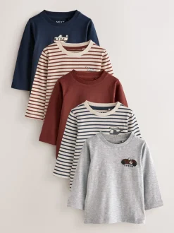 Meerkleurig voertuigen  - Set van 5 T-shirts met lange mouwen (3 mnd-7 jr)