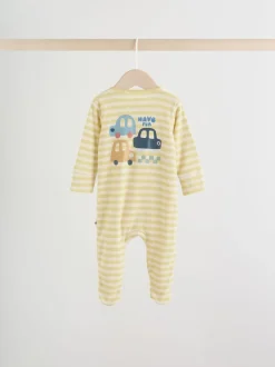 Meerkleurig voertuigen  - Verpakking van 3 babyslaappakjes met tweewegrits (0 mnd - 2 jr)