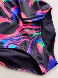 Meerkleurig zwart - Long Sleeve Sunsafe Swimsuit (3mths-16yrs)