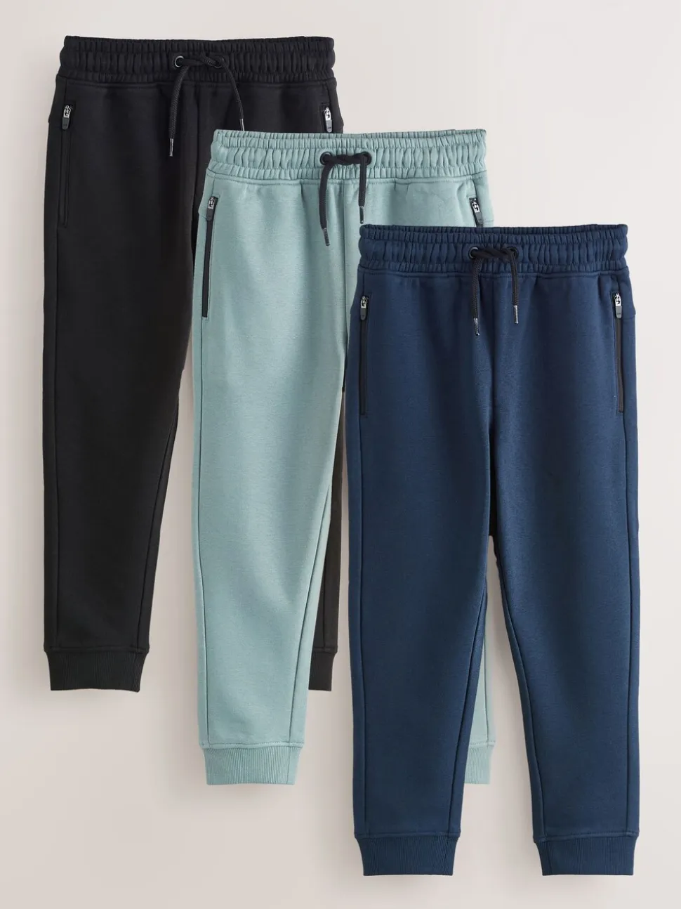 Meerkleurig Zwart/Marine/Mineraal - Verpakking van 3 slim fit joggingbroeken met (3-16jaar)