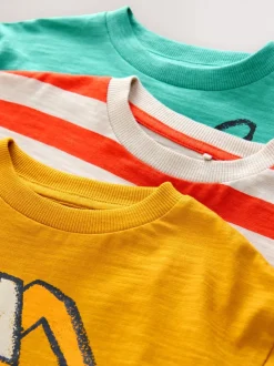 Meerkleurige Digger - Set van 3 T-shirts met grafische print en lange mouwen (3mnd-7jr)