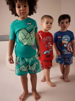 Meerkleurige mini Marvel - 100% katoenen korte pyjama's verpakking van 3 (12 mnd - 11 jr)