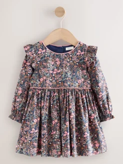 Met vrolijke print - Jurk met ruche en lange mouwen (3mnd-8jr)